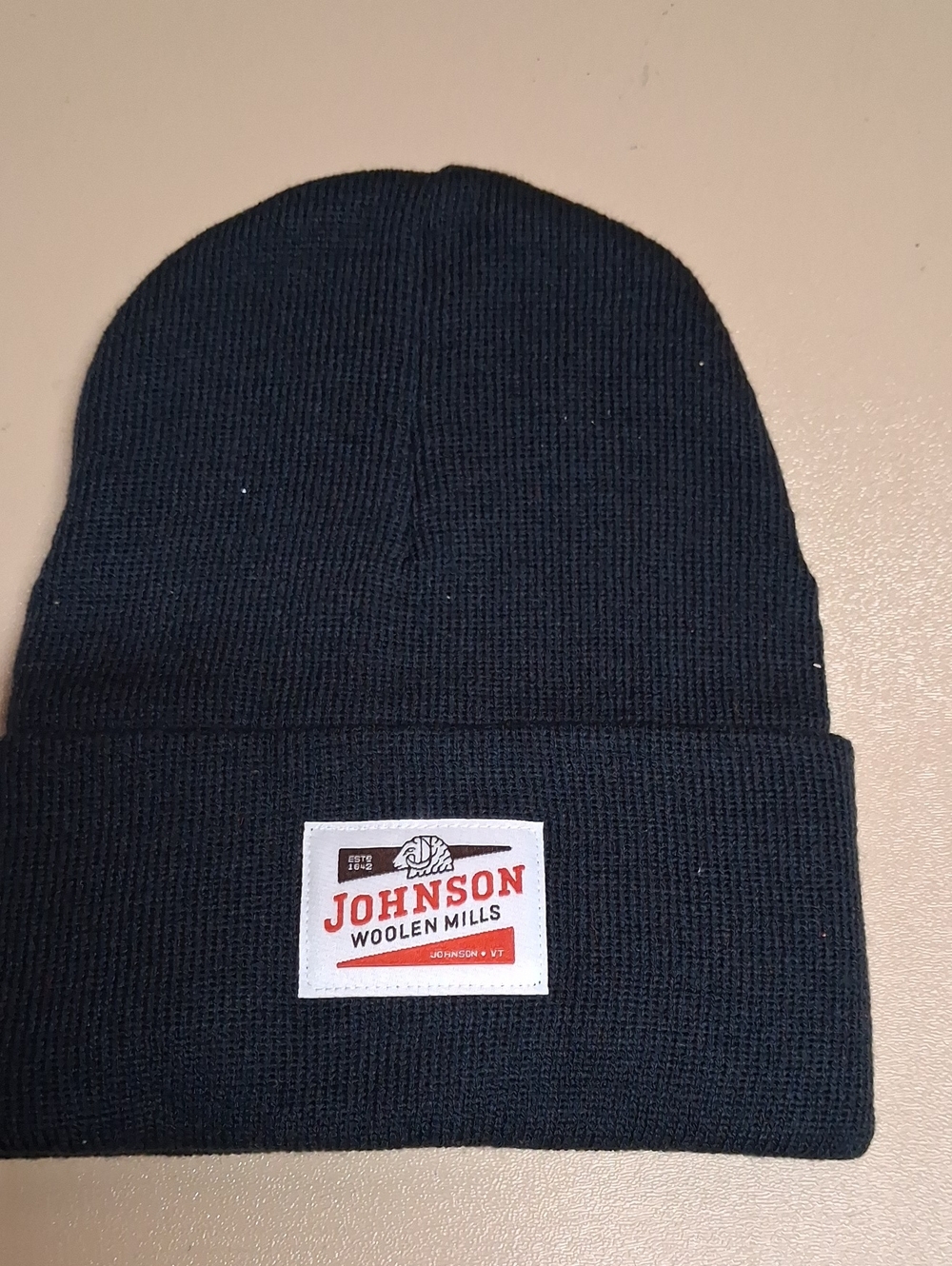 Johnson Woolen Mills Black MERINO WOOL BEANIE